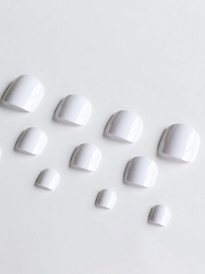 Solid Color Short Press-On Toenails with Adhesive Tabs 96 pcs 4 Colors ( 24 pcs For Each Color ) - Image 2